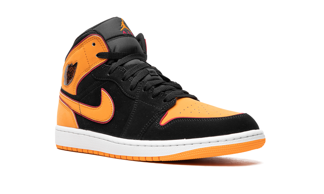 AIR JORDAN 1 MID FAT TONGUES BLACK ORANGE — Stock 
