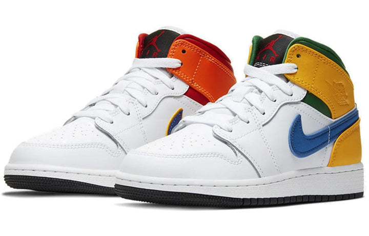 AIR JORDAN 1 MID GS WHITE COURT PURPLE TEAL