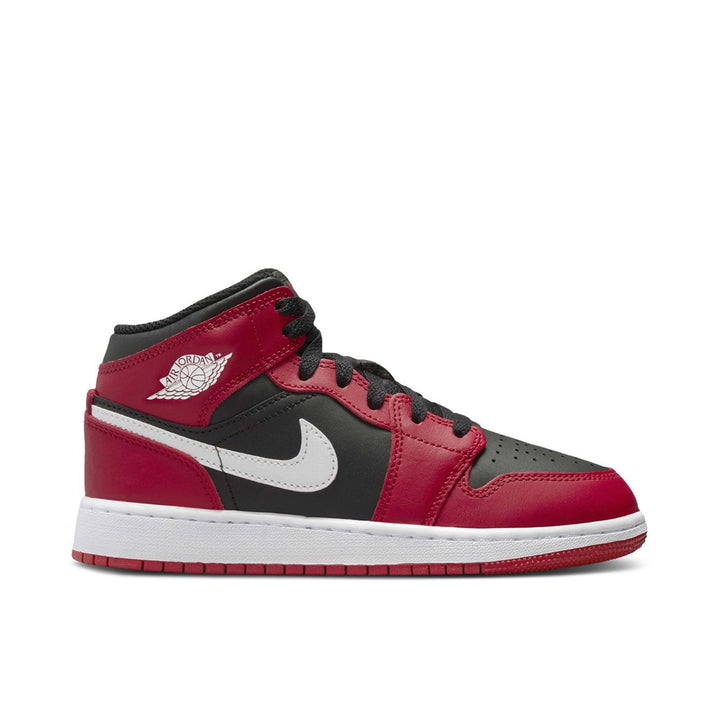 AIR JORDAN 1 MID BLACK WHITE GYM RED GS