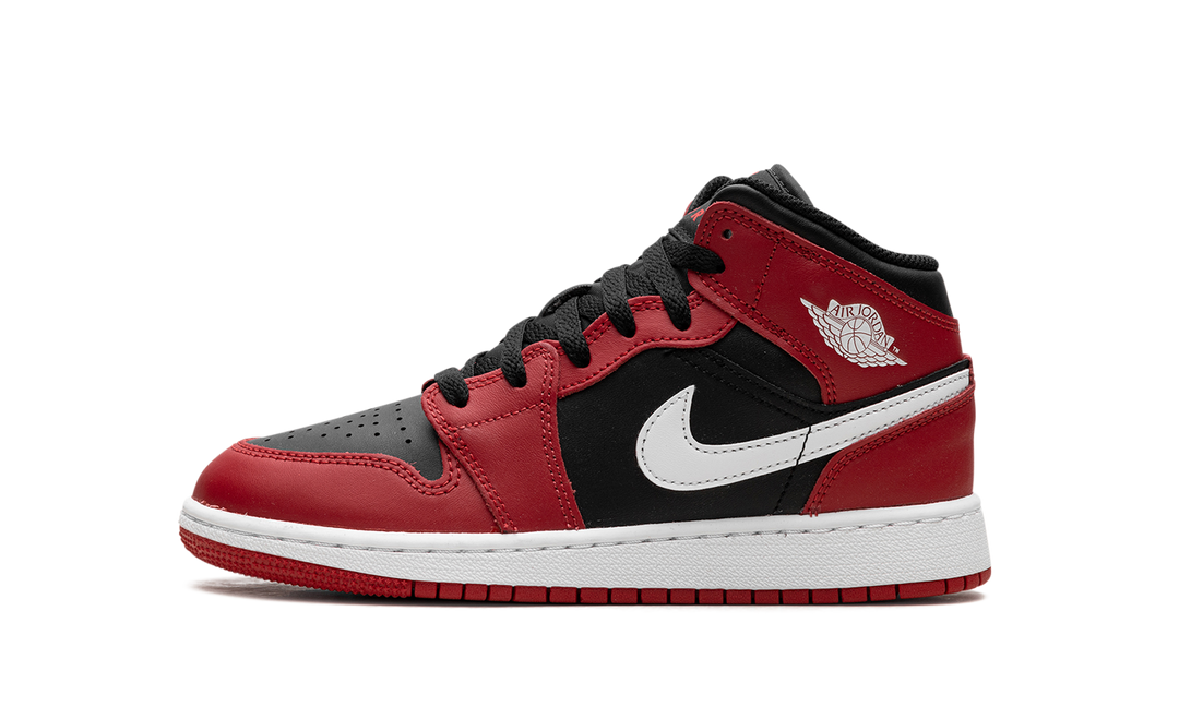 AIR JORDAN 1 MID BLACK WHITE GYM RED GS