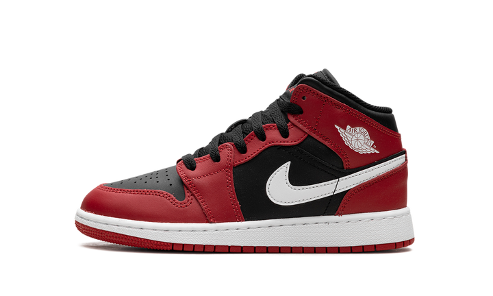 AIR JORDAN 1 MID BLACK WHITE GYM RED GS