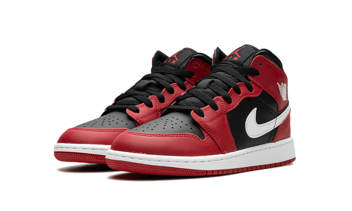 AIR JORDAN 1 MID BLACK WHITE GYM RED GS