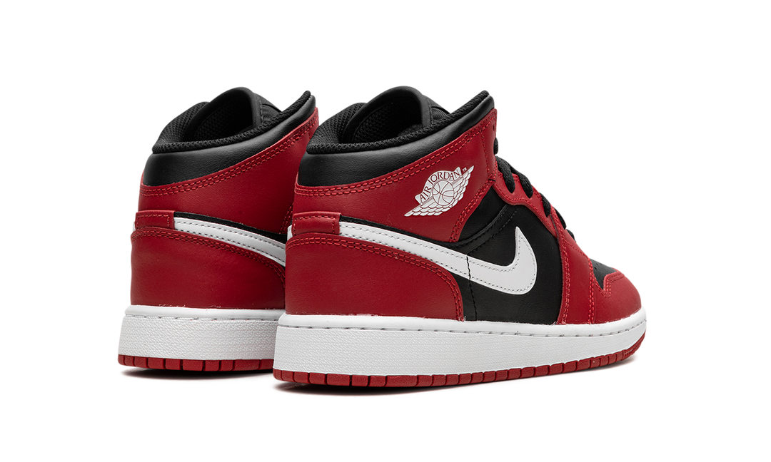 AIR JORDAN 1 MID BLACK WHITE GYM RED GS
