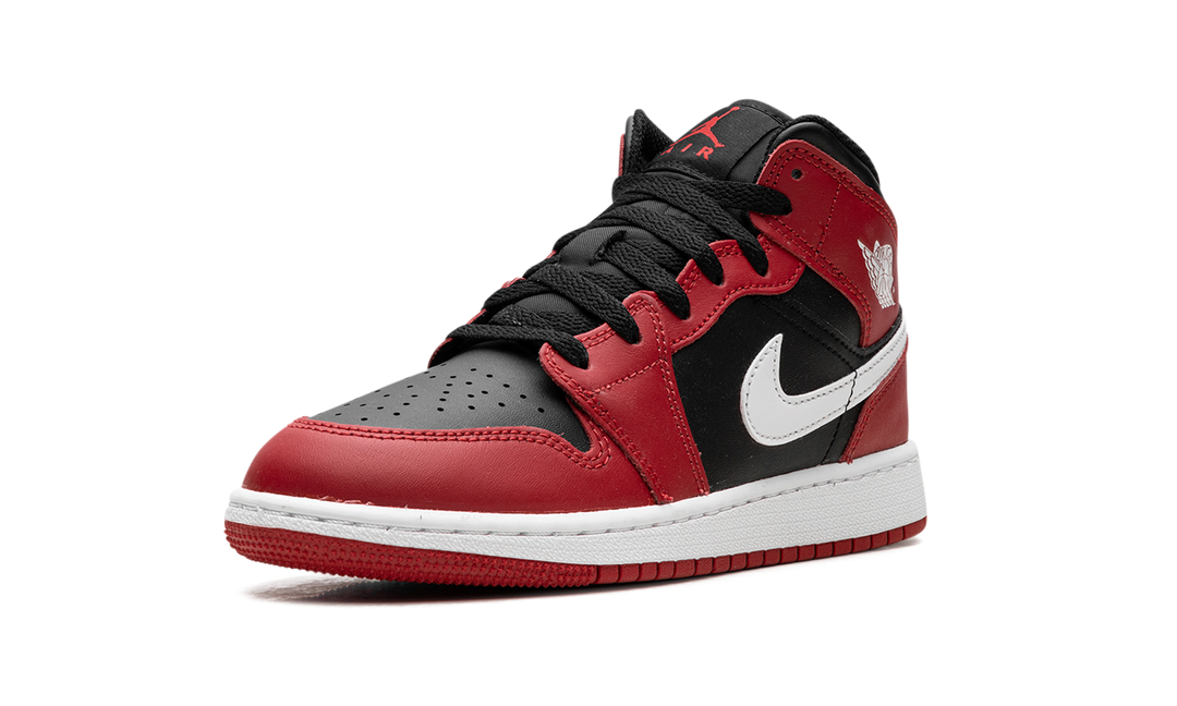AIR JORDAN 1 MID BLACK WHITE GYM RED GS