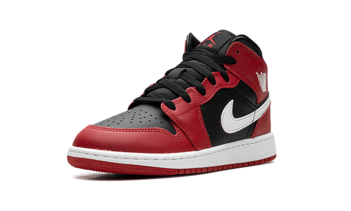 AIR JORDAN 1 MID BLACK WHITE GYM RED GS