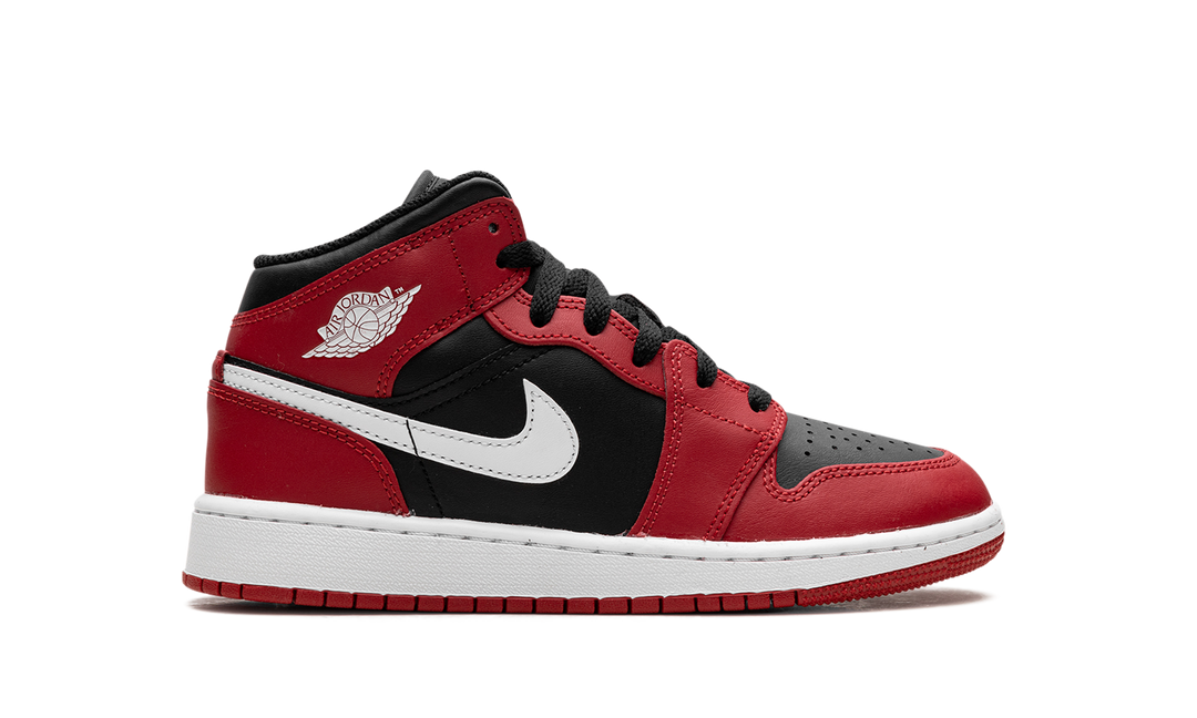 AIR JORDAN 1 MID BLACK WHITE GYM RED GS