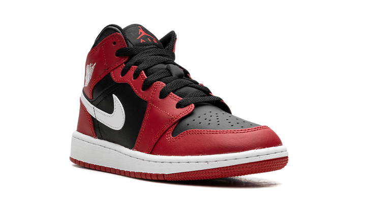 AIR JORDAN 1 MID BLACK WHITE GYM RED GS
