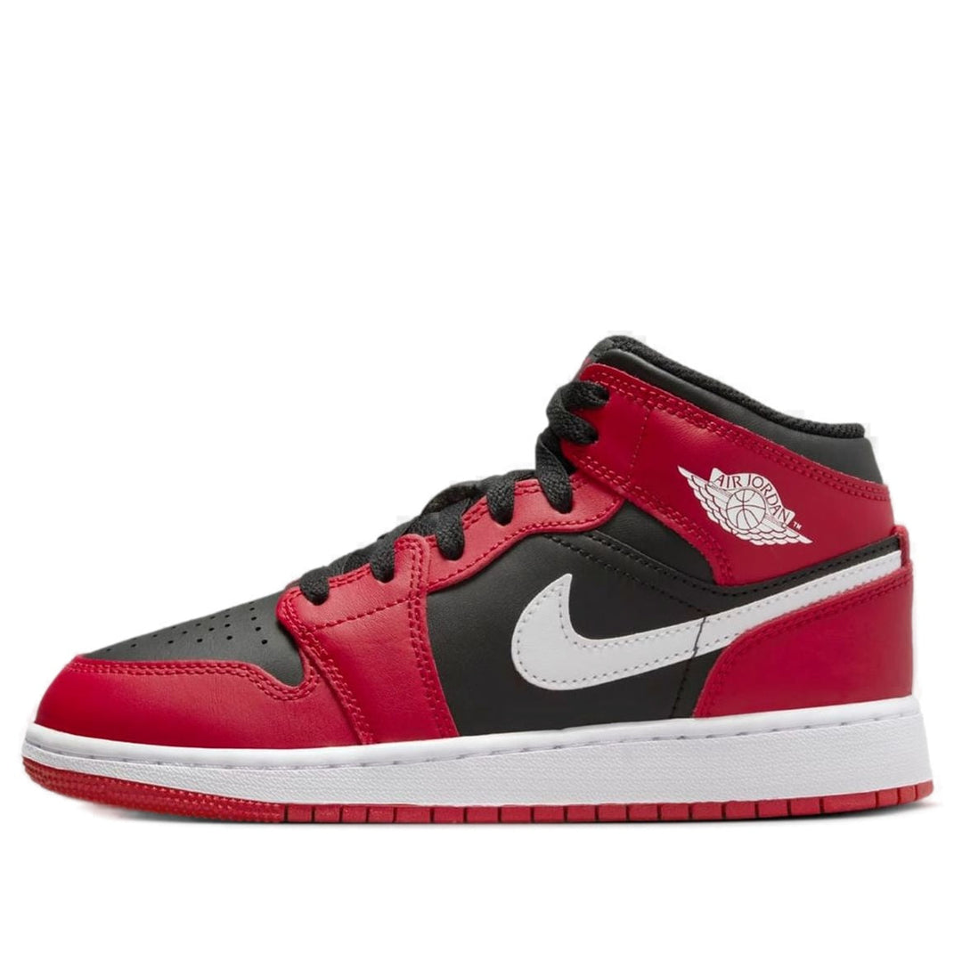 AIR JORDAN 1 MID BLACK WHITE GYM RED GS