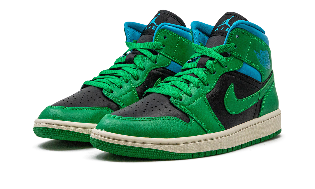 AIR JORDAN 1 MID LUCKY GREEN AQUA WOMENS