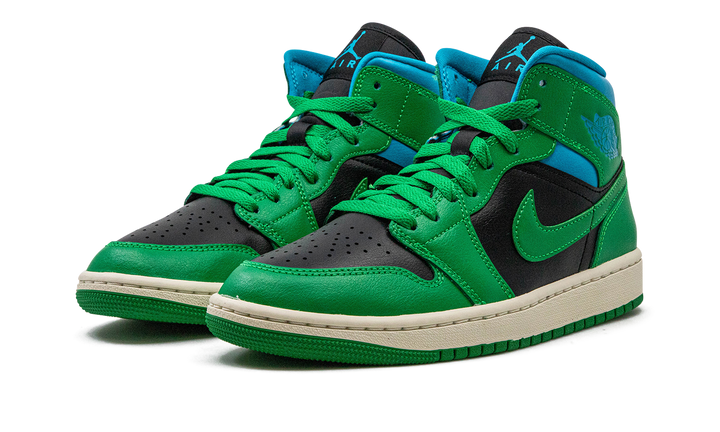 AIR JORDAN 1 MID LUCKY GREEN AQUA WOMENS