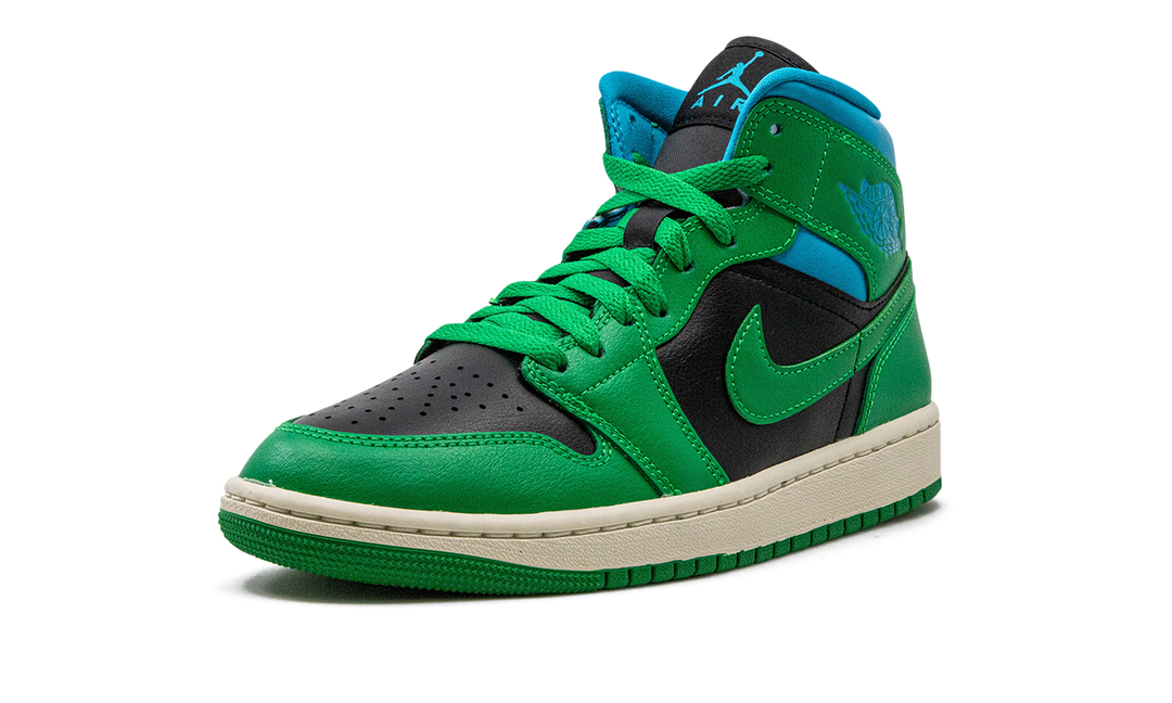 AIR JORDAN 1 MID LUCKY GREEN AQUA WOMENS
