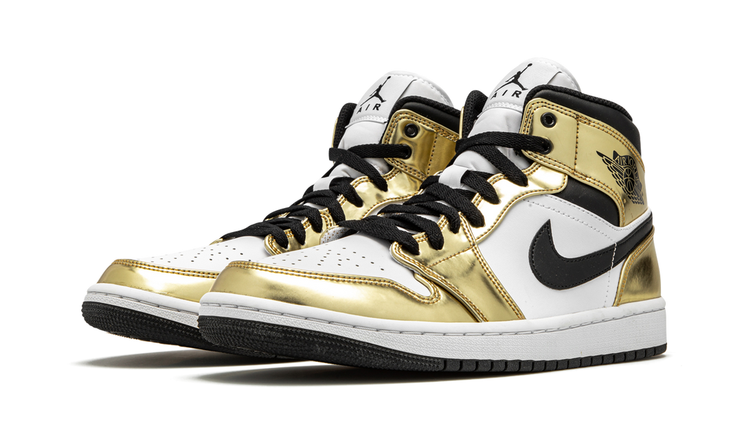 AIR JORDAN 1 MID METALLIC GOLD BLACK WHITE