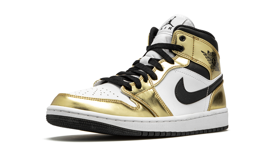 AIR JORDAN 1 MID METALLIC GOLD BLACK WHITE