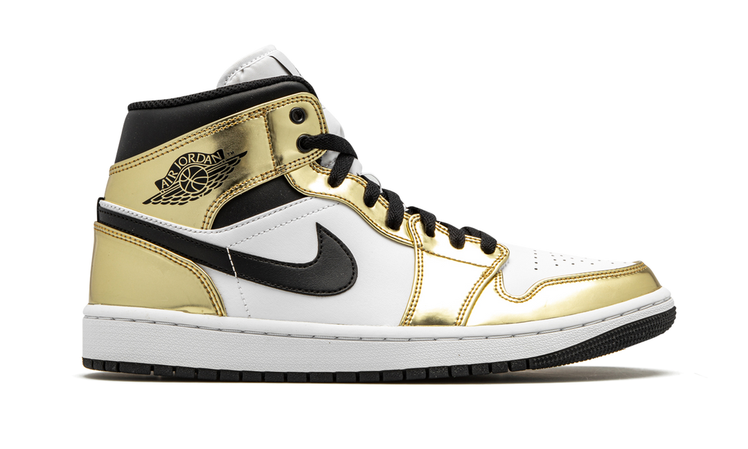 AIR JORDAN 1 MID METALLIC GOLD BLACK WHITE