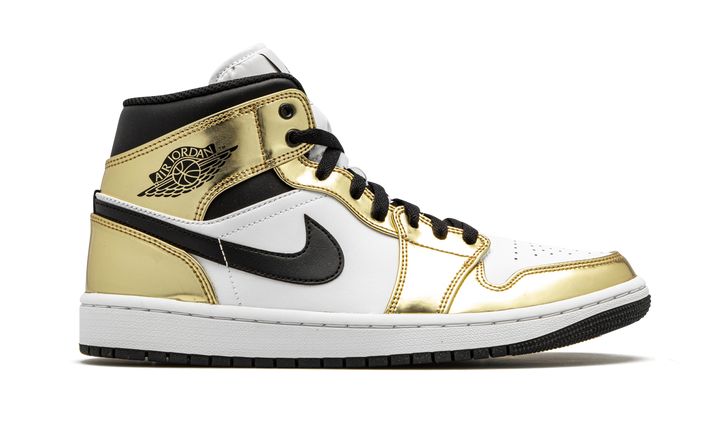 AIR JORDAN 1 MID METALLIC GOLD BLACK WHITE
