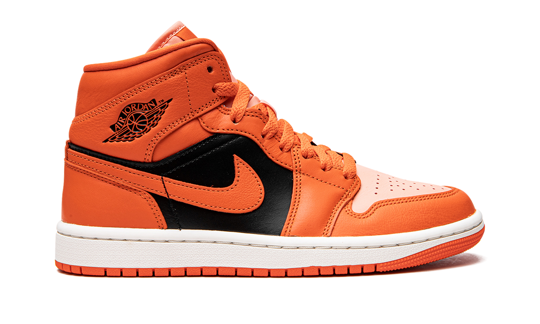 AIR JORDAN 1 MID ORANGE BLACK WOMENS