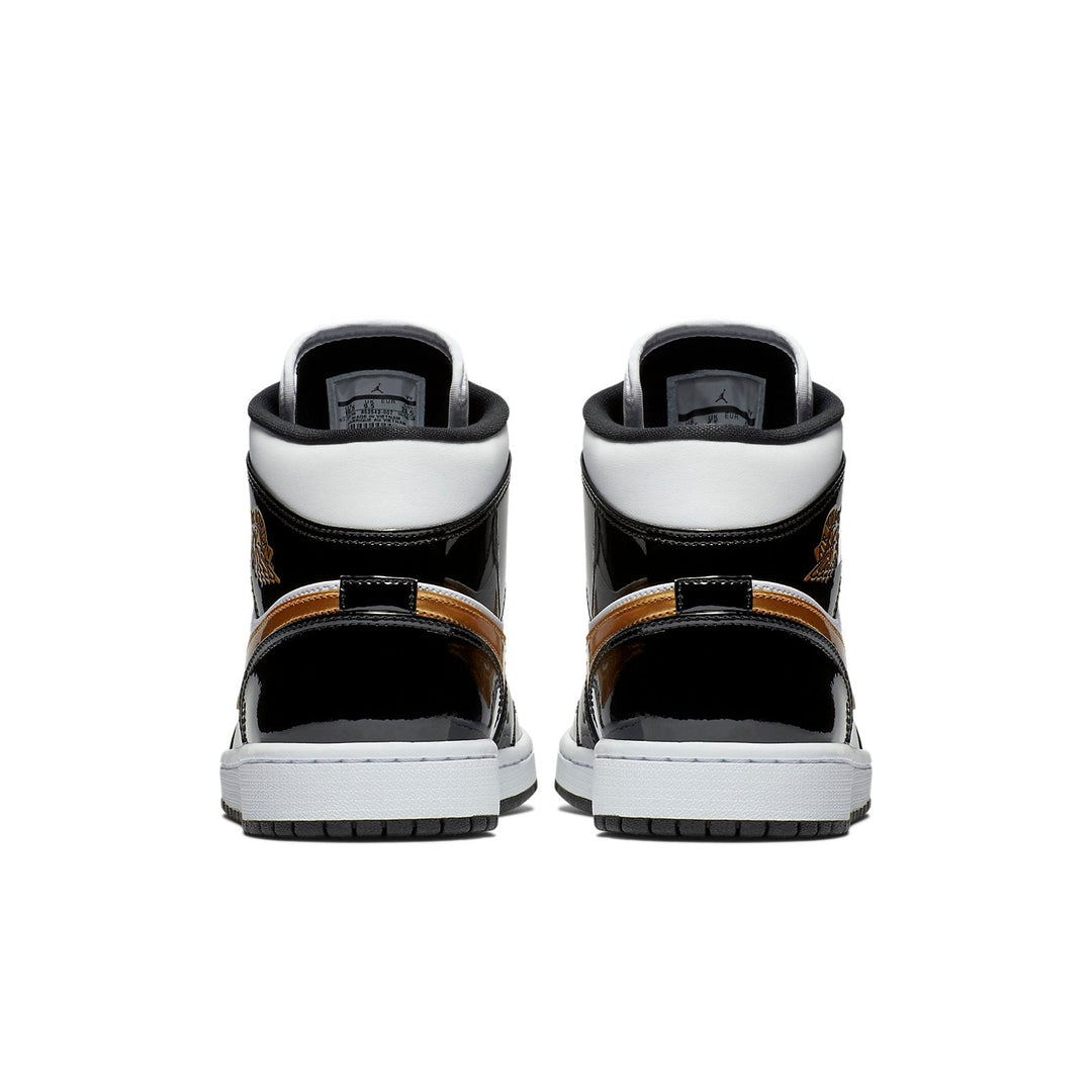 AIR JORDAN 1 MID PATENT BLACK WHITE GOLD
