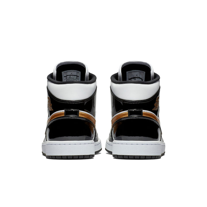 AIR JORDAN 1 MID PATENT BLACK WHITE GOLD