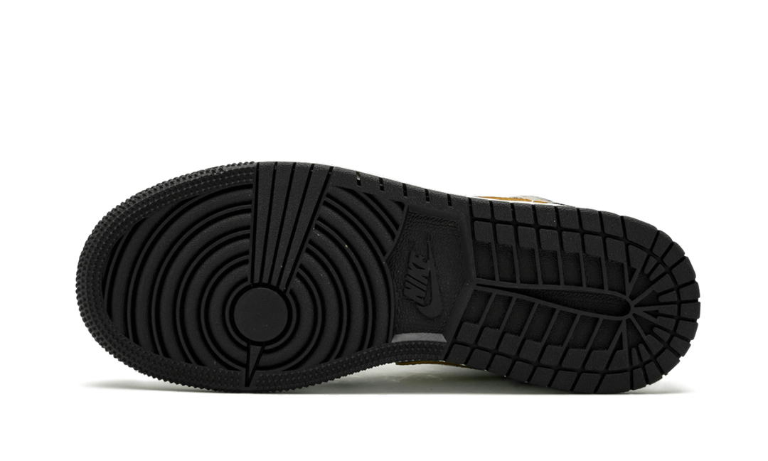 AIR JORDAN 1 MID PATENT BLACK WHITE GOLD GS