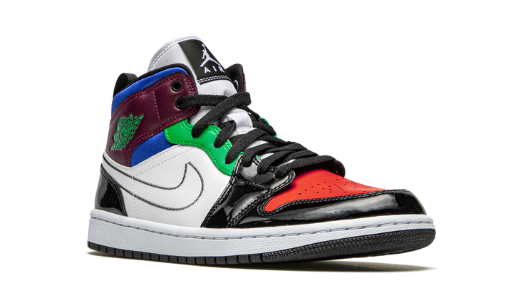 AIR JORDAN 1 MID SE BLACK WHITE MULTI-COLOR WOMENS