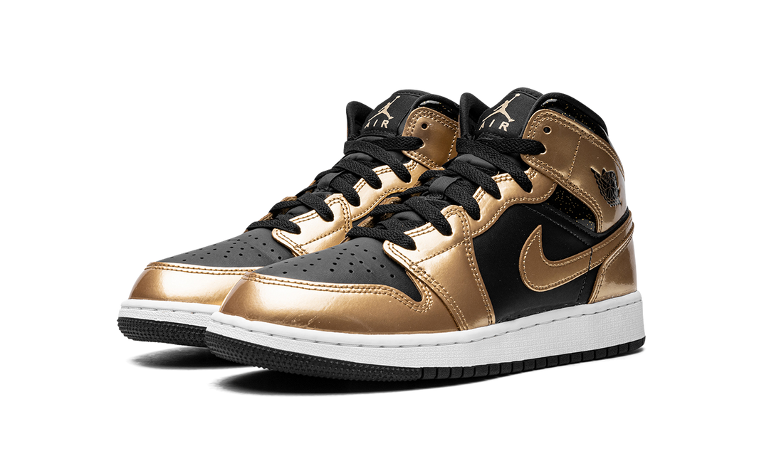 AIR JORDAN 1 MID SE GLITTER BLACK GOLD GS