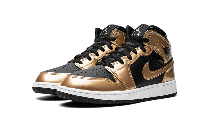 AIR JORDAN 1 MID SE GLITTER BLACK GOLD GS
