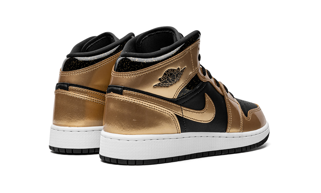 AIR JORDAN 1 MID SE GLITTER BLACK GOLD GS