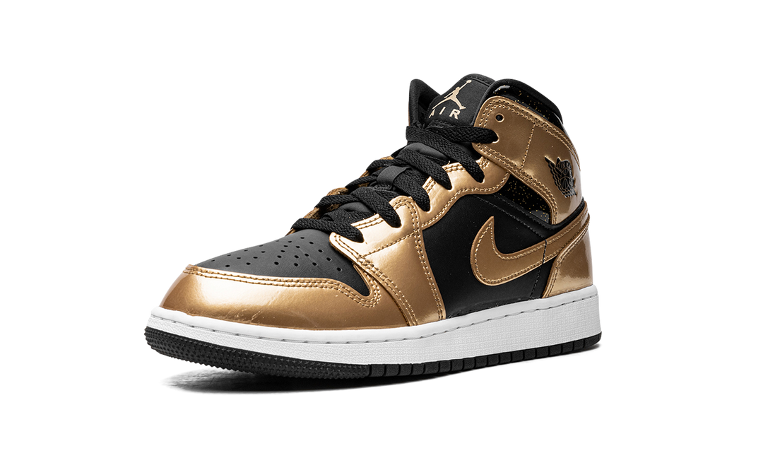 AIR JORDAN 1 MID SE GLITTER BLACK GOLD GS