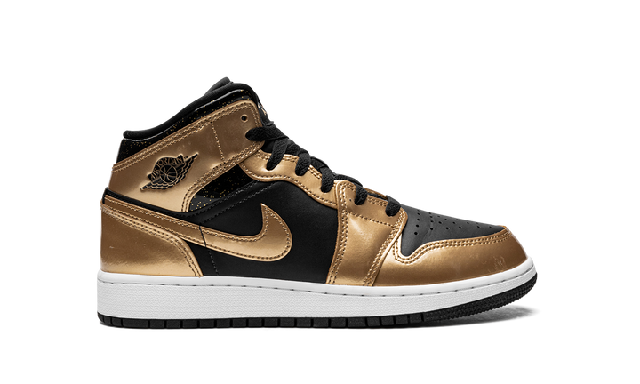 AIR JORDAN 1 MID SE GLITTER BLACK GOLD GS