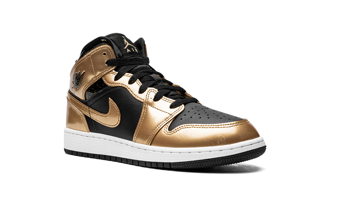 AIR JORDAN 1 MID SE GLITTER BLACK GOLD GS