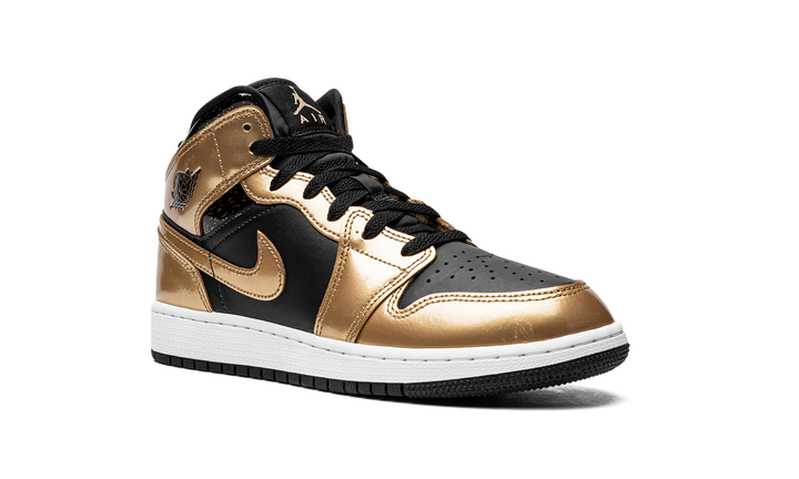 AIR JORDAN 1 MID SE GLITTER BLACK GOLD GS