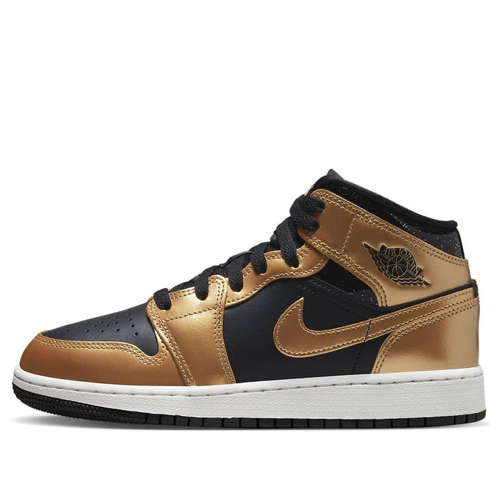 AIR JORDAN 1 MID SE GLITTER BLACK GOLD GS