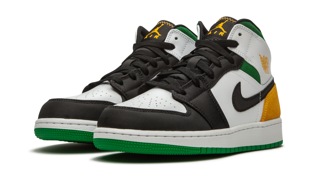 AIR JORDAN 1 MID SE WHITE LASER ORANGE LUCKY GREEN GS