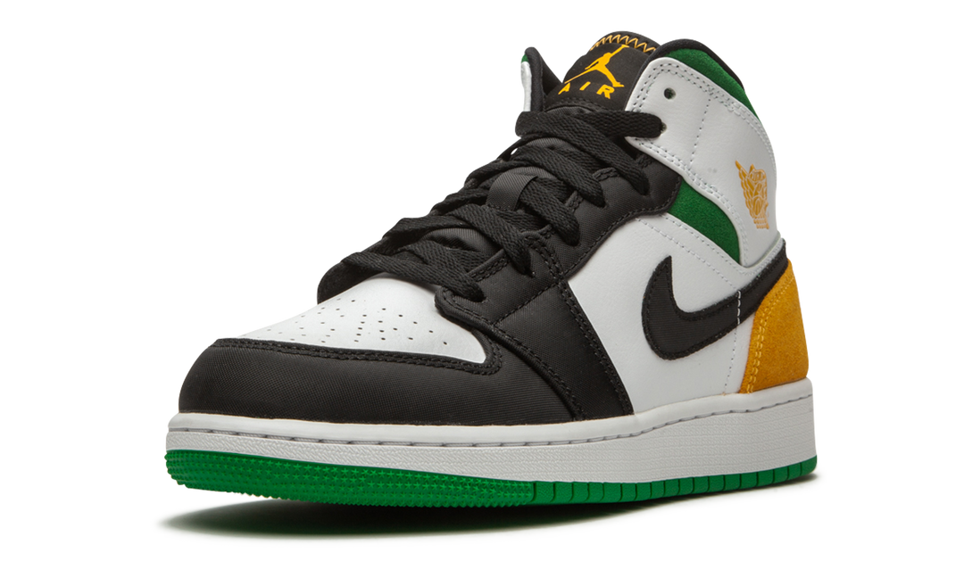 AIR JORDAN 1 MID SE WHITE LASER ORANGE LUCKY GREEN GS