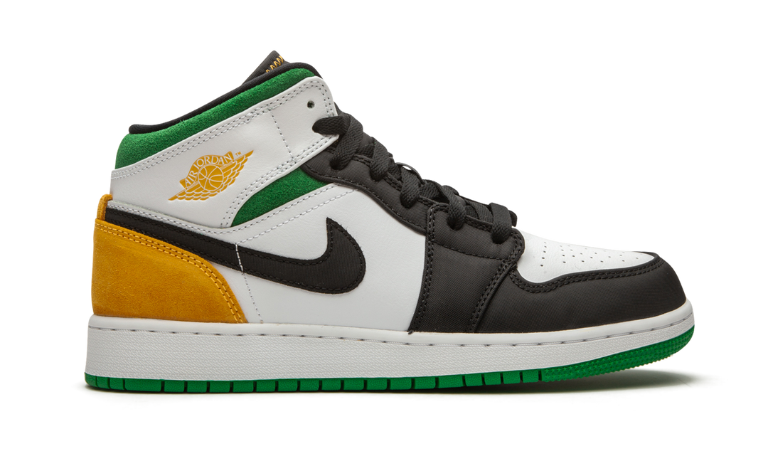 AIR JORDAN 1 MID SE WHITE LASER ORANGE LUCKY GREEN GS