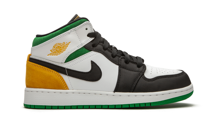 AIR JORDAN 1 MID SE WHITE LASER ORANGE LUCKY GREEN GS