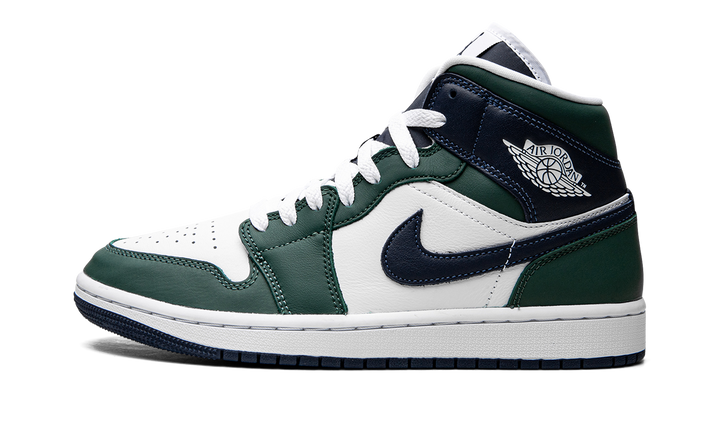 AIR JORDAN 1 MID SE WHITE NAVY GREEN WOMENS