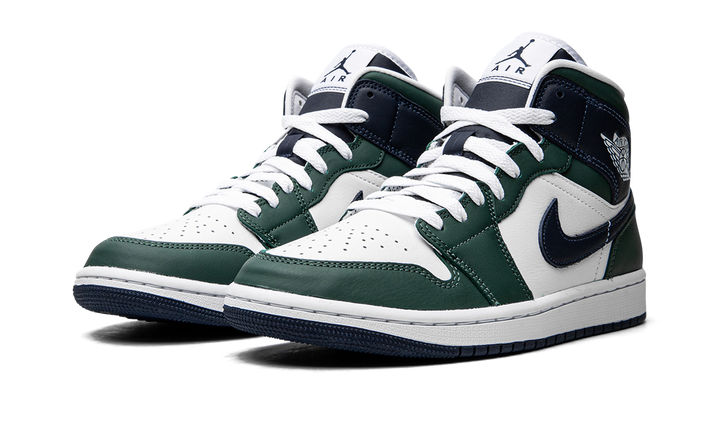 AIR JORDAN 1 MID SE WHITE NAVY GREEN WOMENS