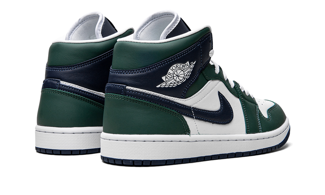 AIR JORDAN 1 MID SE WHITE NAVY GREEN WOMENS