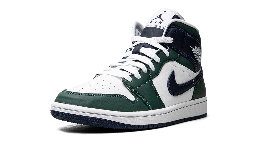 AIR JORDAN 1 MID SE WHITE NAVY GREEN WOMENS