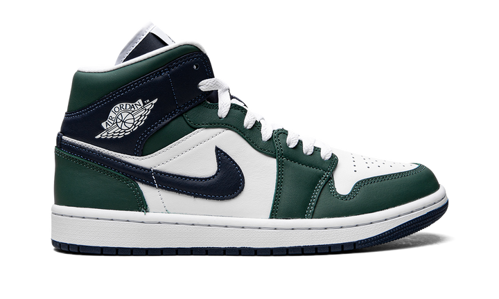 AIR JORDAN 1 MID SE WHITE NAVY GREEN WOMENS