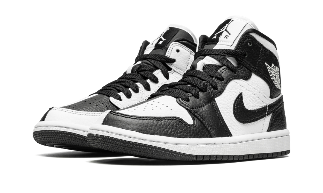 AIR JORDAN 1 MID SPLIT BLACK WHITE WOMENS TWO TONE
