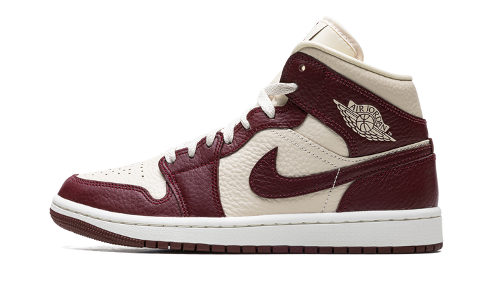 AIR JORDAN 1 MID SPLIT CREAM MAROON WOMENS