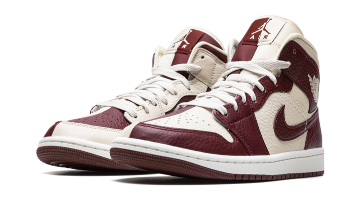 AIR JORDAN 1 MID SPLIT CREAM MAROON WOMENS