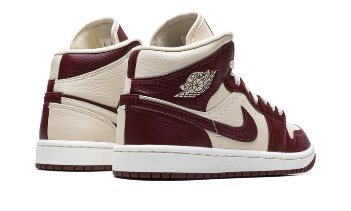AIR JORDAN 1 MID SPLIT CREAM MAROON WOMENS