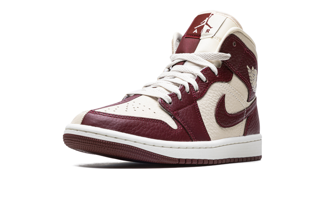 AIR JORDAN 1 MID SPLIT CREAM MAROON WOMENS