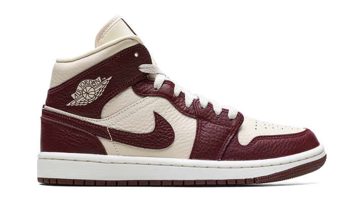 AIR JORDAN 1 MID SPLIT CREAM MAROON WOMENS