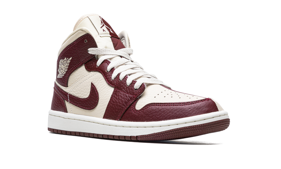 AIR JORDAN 1 MID SPLIT CREAM MAROON WOMENS