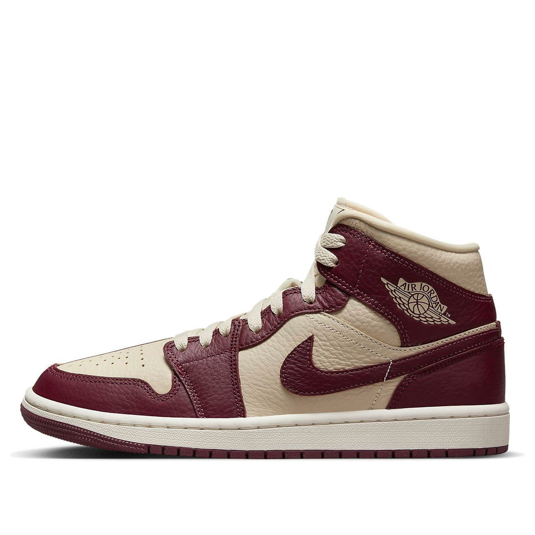 AIR JORDAN 1 MID SPLIT CREAM MAROON WOMENS