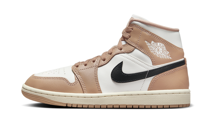 AIR JORDAN 1 MID TAN BLACK WOMENS